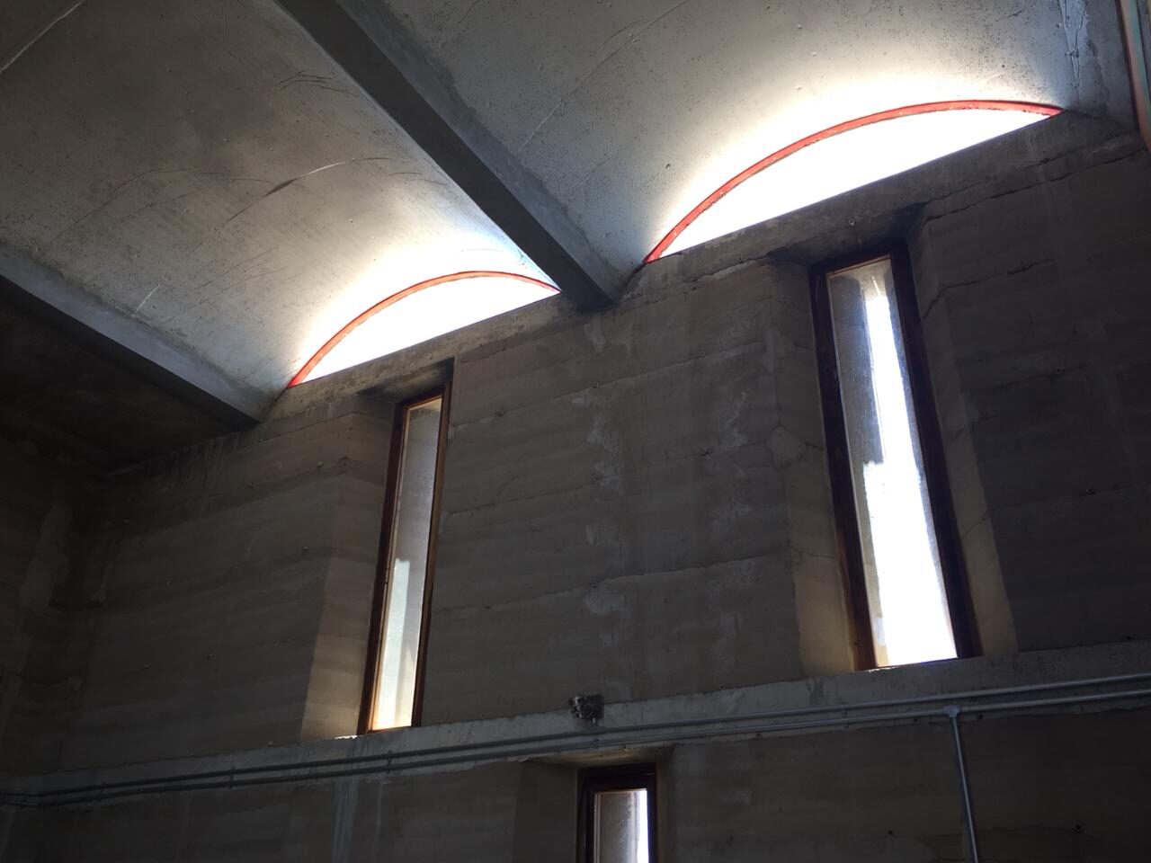 Fort Haasbroek — barrel vault interior with crescent toplights