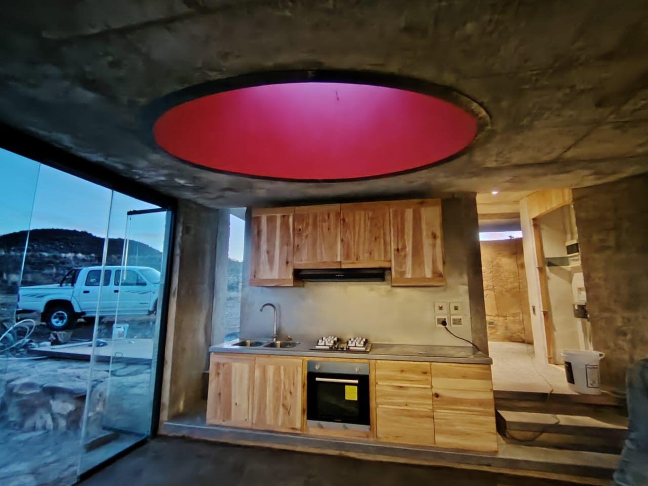 Interior — stone and concrete junction